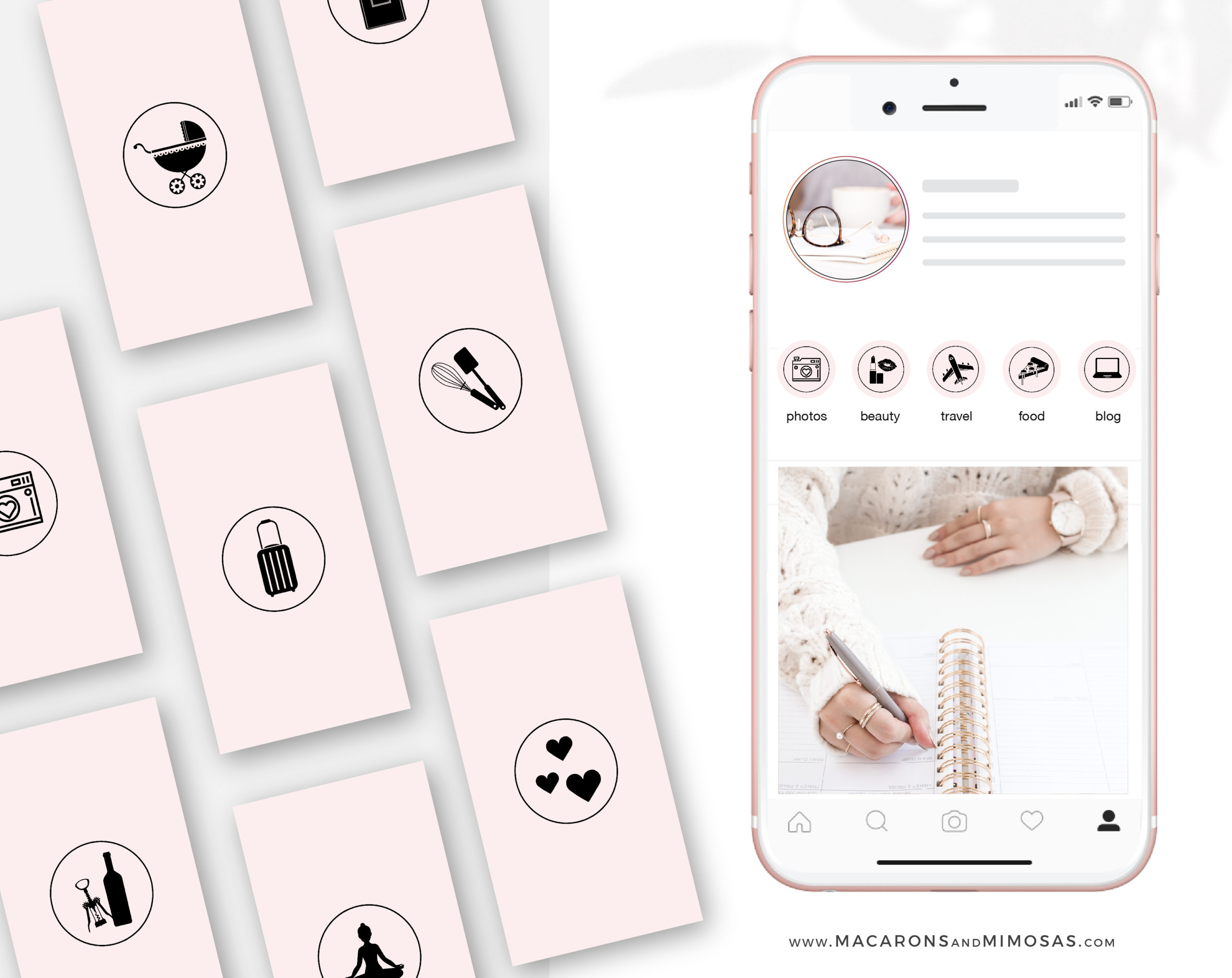 Instagram Highlight Covers Pink Heart: 100 Free Templates