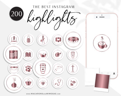 Rose Gold Highlight Covers to style your Instagram Stories covers, 200 Story Highlight Covers, Icons for Fashion and Beauty