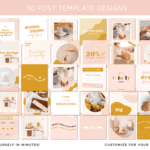 Boho Instagram Templates for Canva, Pink Instagram Templates for Stories and Posts, Canva Beauty Templates for Instagram Reels