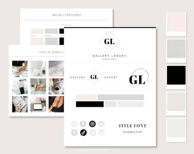 Modern Elegant is an Editable Semi-Custom Brand Kit that includes one Main Logo, a Secondary Logo, Typography suggestions Curated Stock Photos, and more! 