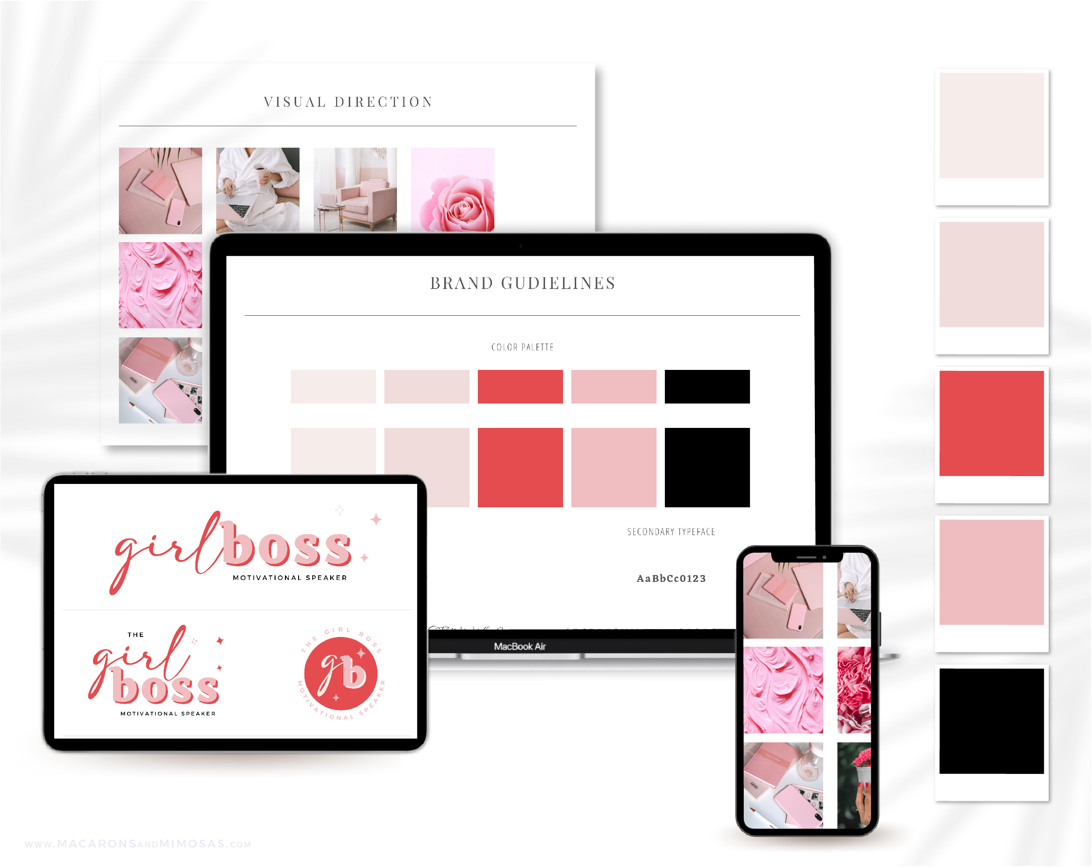 Lady Boss Semi-Custom Brand Design for Female Entrepreneurs. Premade logo designs include Pink Canva Logo templates!