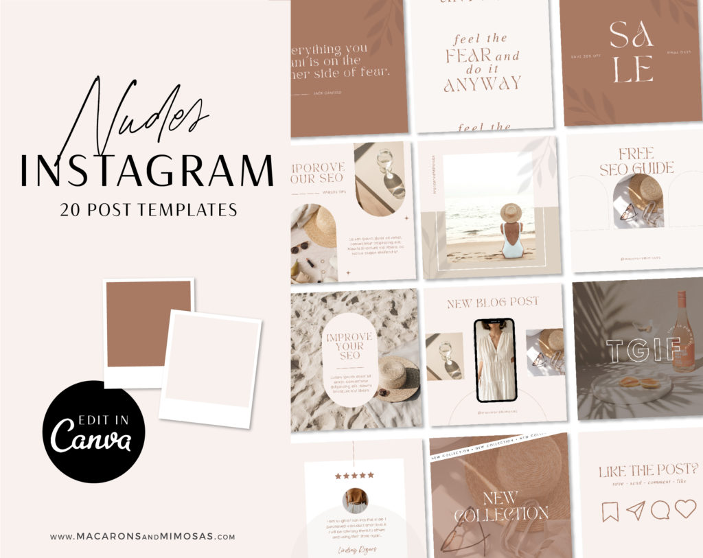 Neutral Instagram Templates for Canva • Macarons and Mimosas