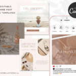 Neutral Instagram templates for Canva, Instagram Templates for Stories and Posts, Canva Beauty Templates for Instagram Reels