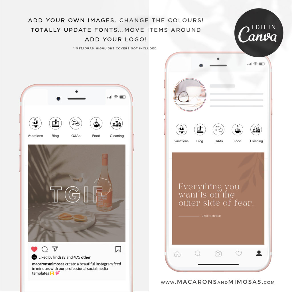 Neutral Instagram Templates for Canva • Macarons and Mimosas
