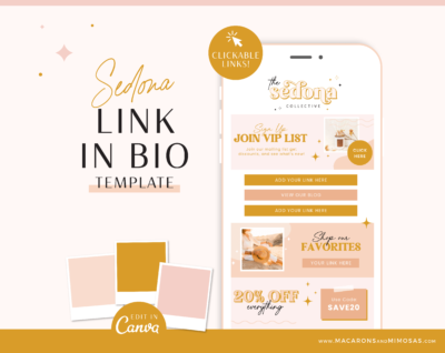 Boho Instagram Link in bio Template for Canva, Link in Bio for TikTok, Ditch LinkTree with this One-page Microsite