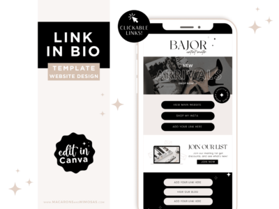 link in bio landing page Template for Canva, Neutral Instagram Templates, Ditch LinkTree Microsite for Instagram Profiles