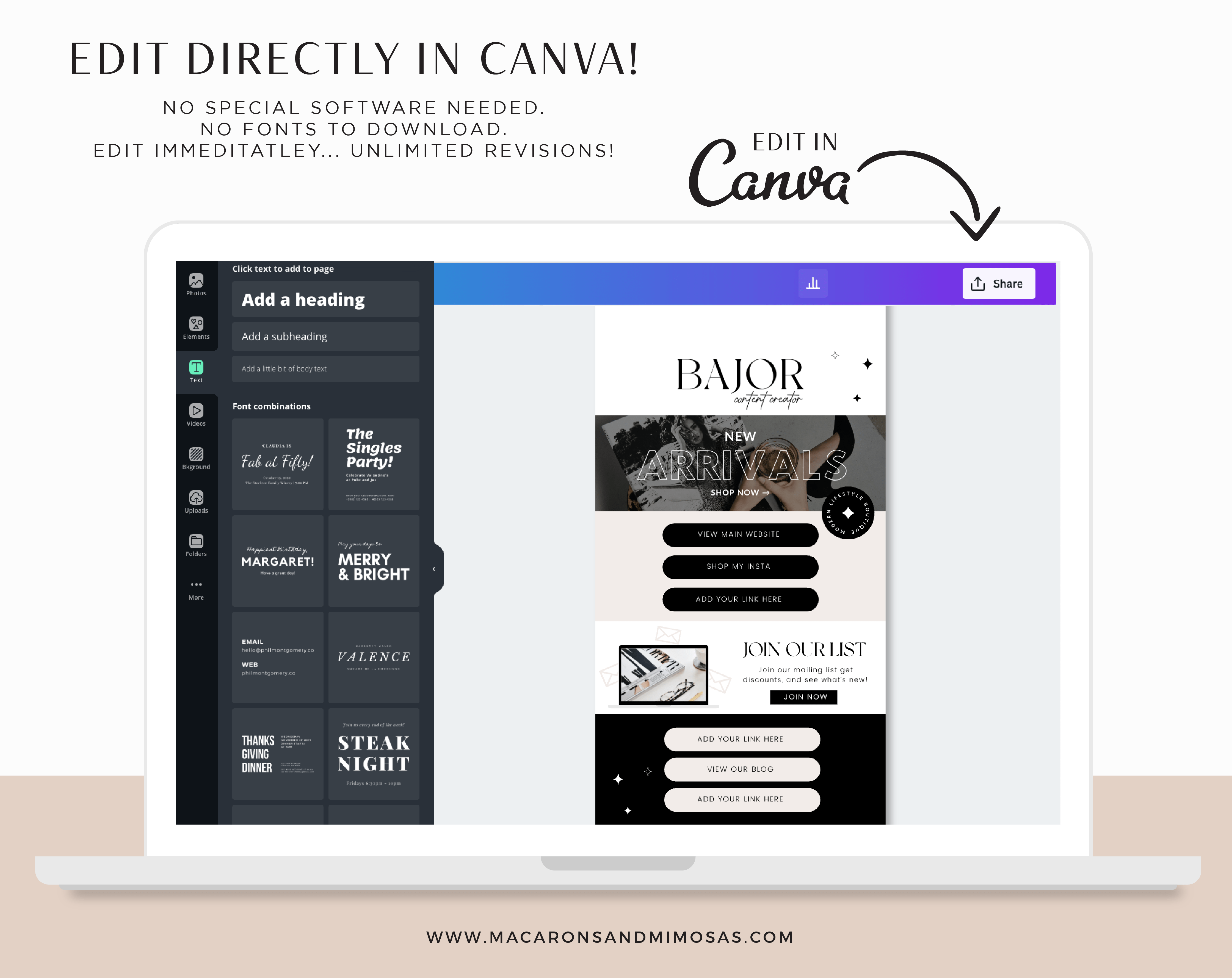 link in bio landing page Template for Canva, Neutral Instagram Templates, Ditch LinkTree Microsite for Instagram Profiles