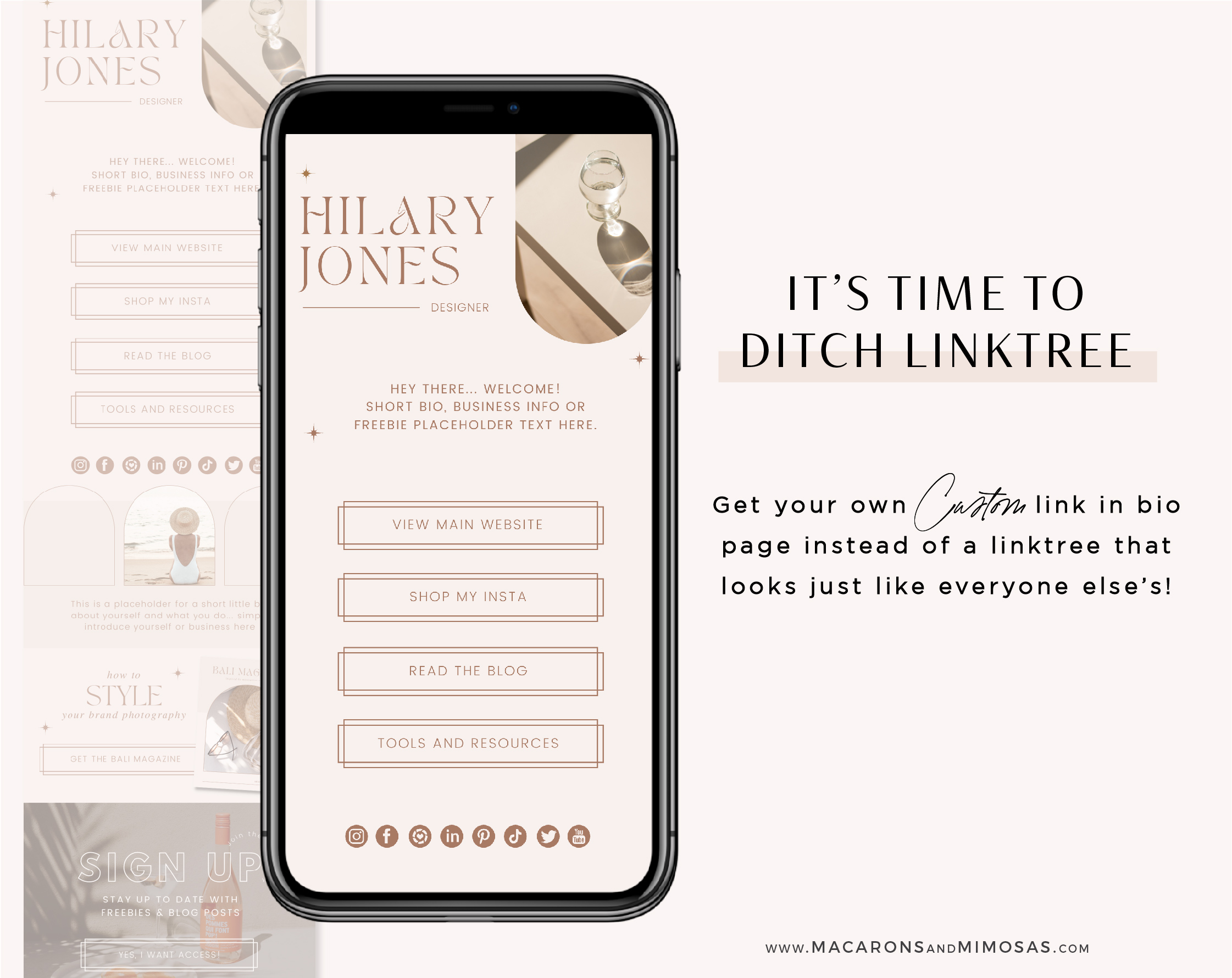 Instagram landing page template, Neutral Instagram Templates, Ditch LinkTree Microsite for Instagram Profiles, Create a website in Canva