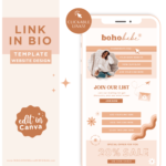 Boho Link in Bio TikTok Template for Canva, Pink Instagram Website Template, Ditch LinkTree One-page scrolling Microsite for Instagram Profile