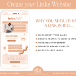 Boho Link in Bio TikTok Template for Canva, Pink Instagram Website Template, Ditch LinkTree One-page scrolling Microsite for Instagram Profile