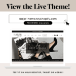 Luxe Minimal Shopify Theme in black and nude, Drag and Drop ecommerce template with Canva Banners