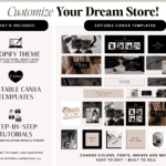 Luxe Minimal Shopify Theme in black and nude, Drag and Drop ecommerce template with Canva Banners