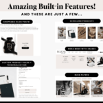 Luxe Minimal Shopify Theme in black and nude, Drag and Drop ecommerce template with Canva Banners