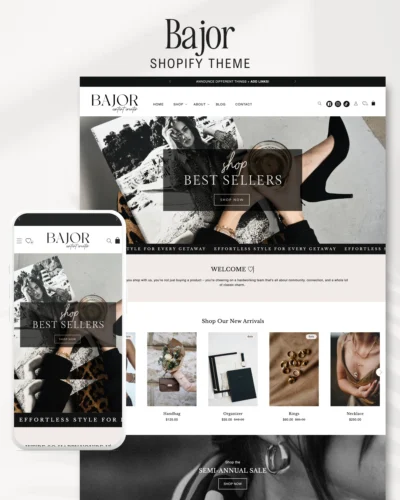 Minimal Shopify Theme Template in a Luxe Neutral design with Canva Banners and built in features.