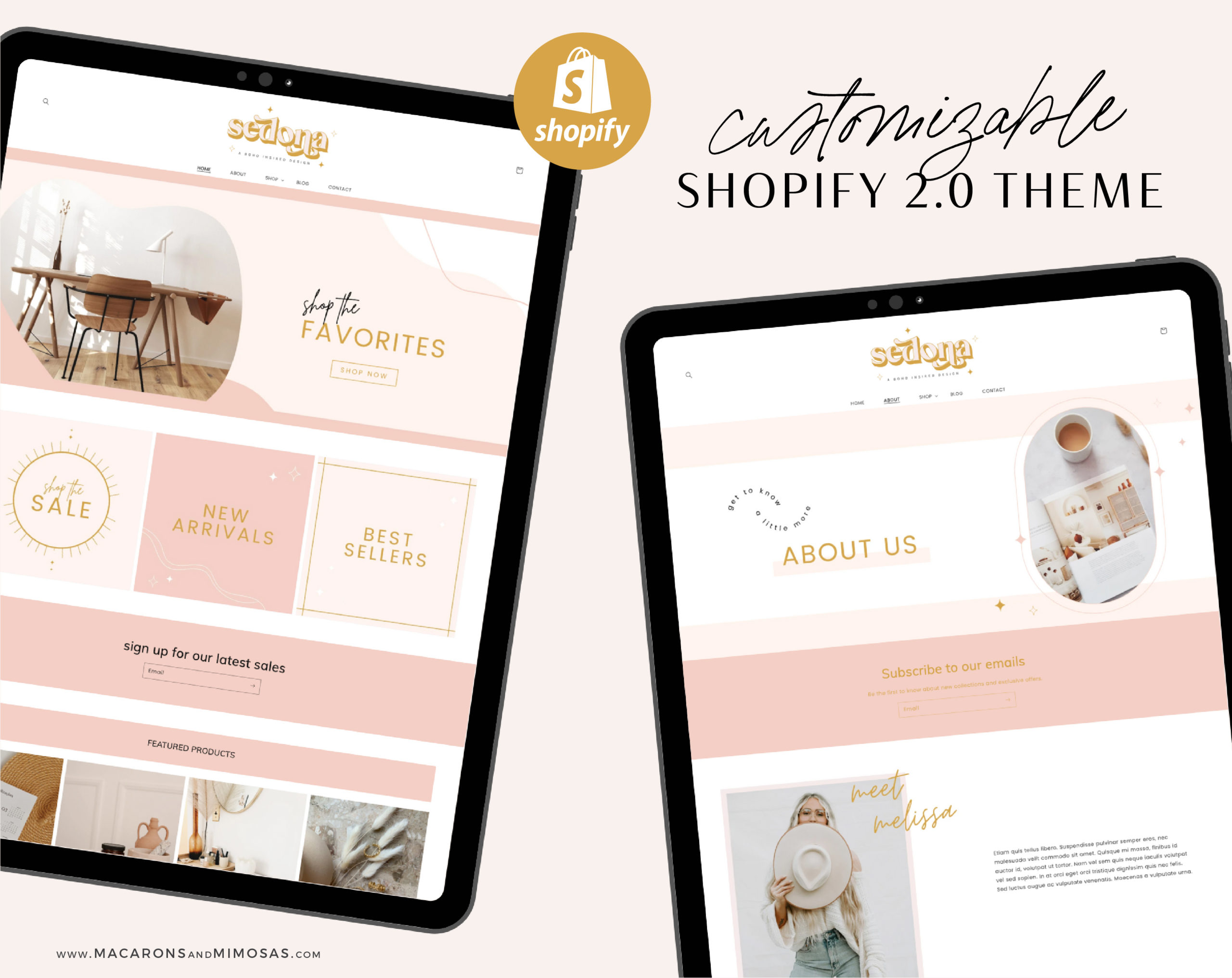 Boho Shopify theme with store banners to edit in Canva. A beautiful, bohemian ecommerce template for your Shopify website.