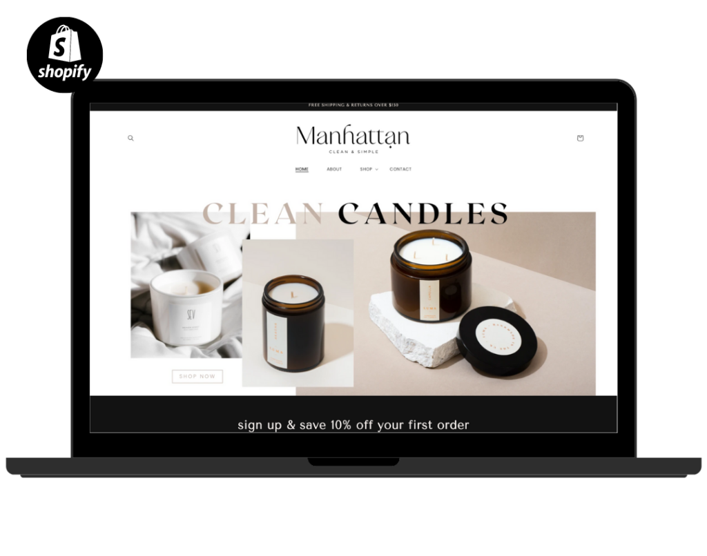 Candle Company Business Shopify Ecommerce Store front 