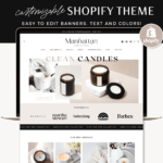 Candle website template for Shopify. A classic Shopify theme with video banners. E-commerce website design featuring Shopify 2.0 + Canva banners