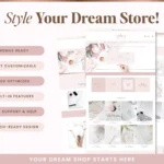 Rose Gold Shopify Theme Template, Pink Shopify Theme, Website Design Shopify 0S 2.0 Drag and Drop with Canva Banners