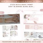 Rose Gold Shopify Theme Template, Pink Shopify Theme, Website Design Shopify 0S 2.0 Drag and Drop with Canva Banners