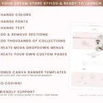 Rose Gold Shopify Theme Template, Pink Shopify Theme, Website Design Shopify 0S 2.0 Drag and Drop with Canva Banners