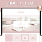 Pink Rose Gold Shopify Theme Template, Pink Shopify Theme, Website Design Shopify 0S 2.0 Drag and Drop with Canva Banners