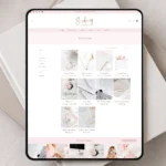 Blush pink and rose gold Shopify theme homepage design for stationery boutique