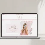 Girly pink Shopify theme with slide-out cart and featured collection slider