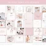 Canva Social Media Templates in Rose Gold to Style Your Instagram Pretty! Includes editable bundle of quotes and feed templates.