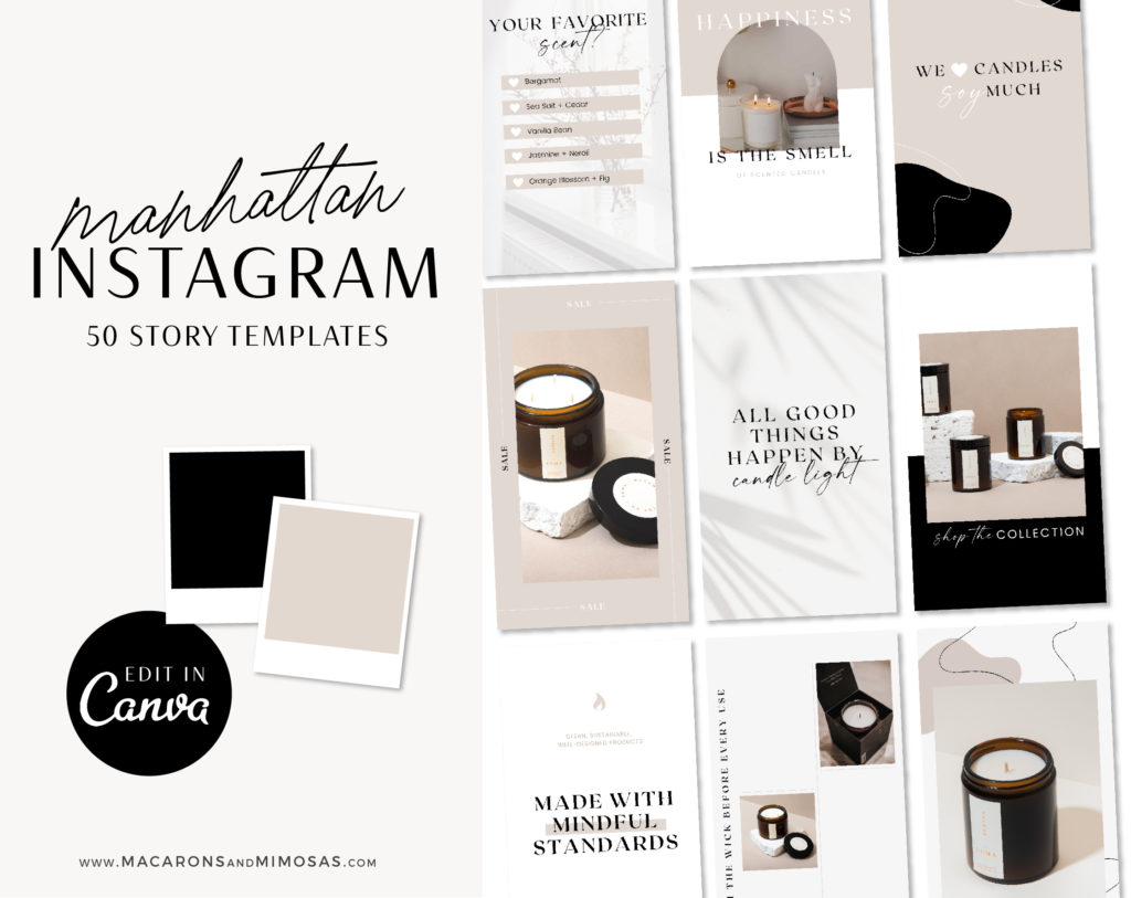 Candle Instagram Story Templates for Canva • Macarons and Mimosas