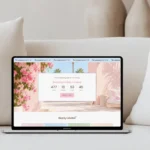 Palm tree Shopify theme pink and blue striped color palette