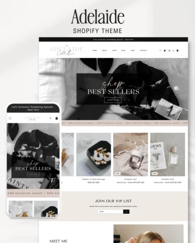 Adeline shopify theme is a luxury editorial style e-commerce website shop