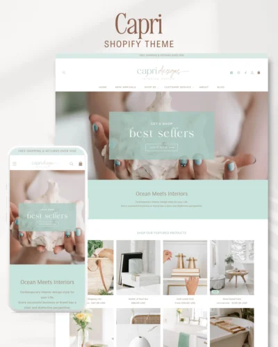 Coastal Shopify theme for creative business owners and brands who want to stand out.