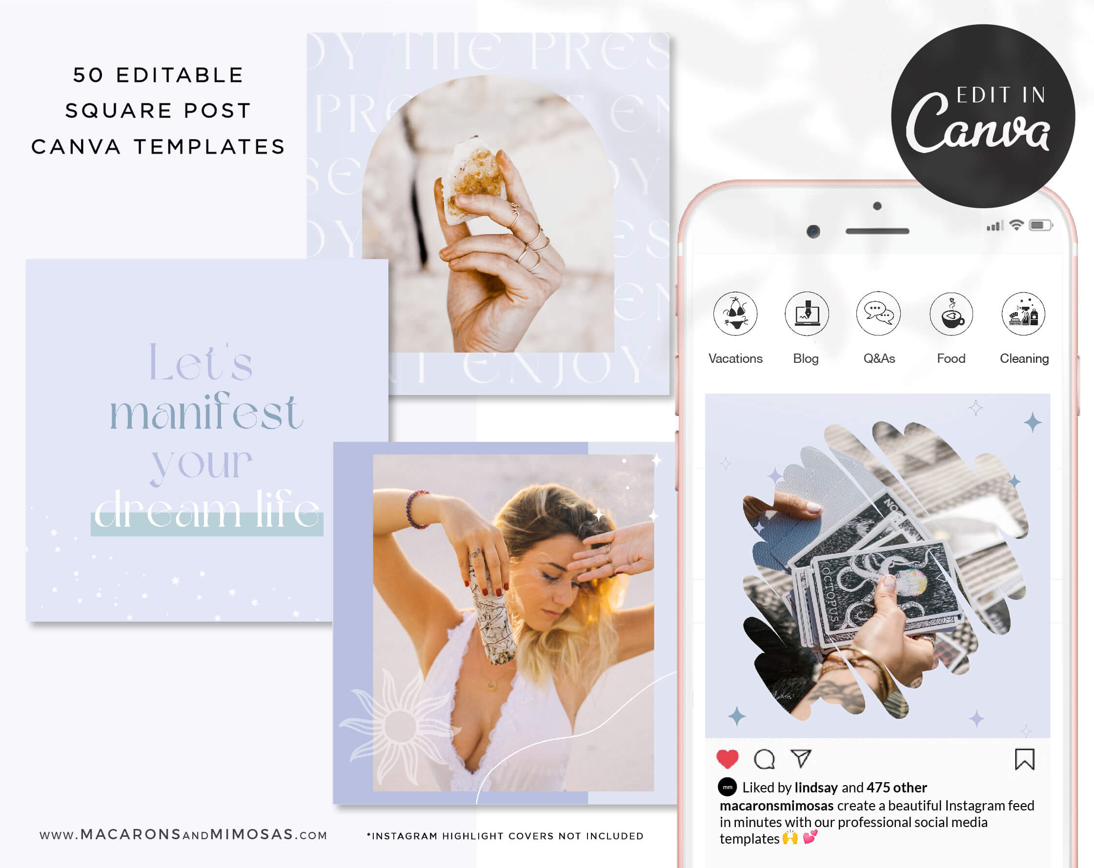 Mystical Instagram templates for Canva, Tarot Card Reader Instagram Templates for Stories and Posts, Witch Spiritual Instagram Reels