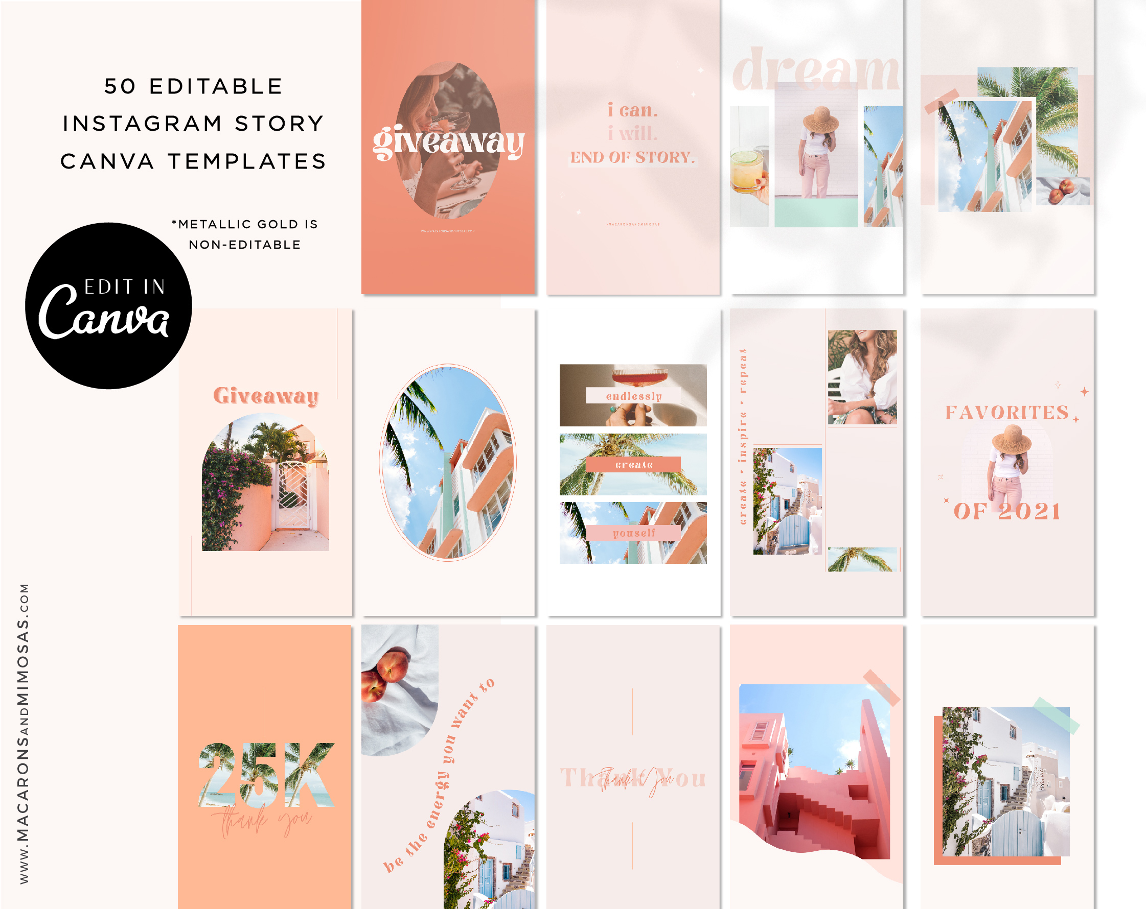 Boho Instagram Templates for Canva, Pink Instagram Templates for Stories and Posts, Canva Beauty Templates for Instagram Reels