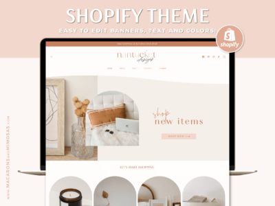 Boho Website Theme for Shopify in a neutral pink and brown color palette. Fully customizable to suit your business and upscale your online boutique.