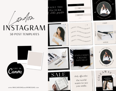 Chic Modern Instagram Templates for Canva, Black White Instagram Templates for Stories and Posts, Canva Beauty Templates for Instagram Reels