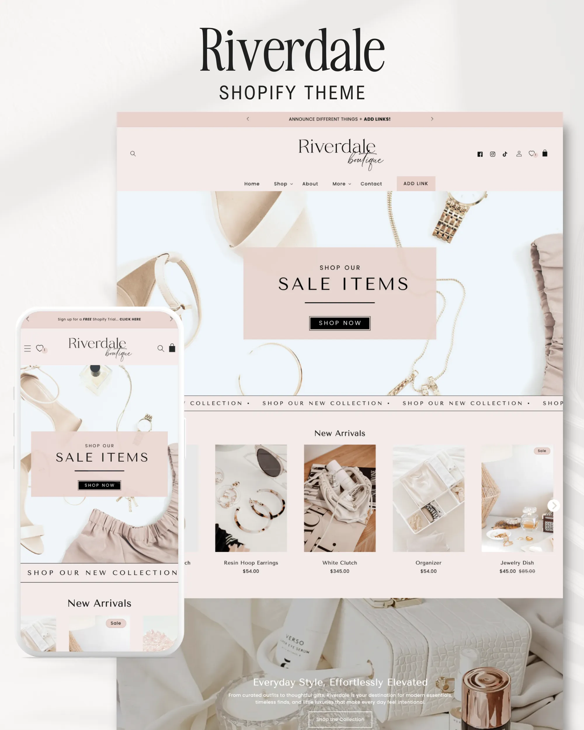 Pastel Pink Shopify theme layout with built in premium features. No apps