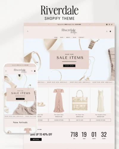 Romantic Pastel Pink Shopify theme layout with built in premium features. No apps