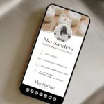 Candle business digital business card editable in Canva with clickable links, How to create Modern Minimalist Blush Digital Business Card