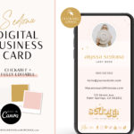 Boho Digital Business Card Template editable in Canva with clickable links, How to create your DIY Pink Real Estate Digital Business Card