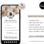 Candle business digital business card editable in Canva with clickable links, How to create Modern Minimalist Blush Digital Business Card