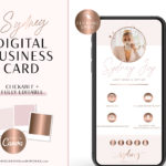 Rose Gold Pink Digital Business Card editable in Canva with clickable links, How to create your DIY Pink Real Estate Digital Business Card