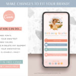 Bright Retro Digital business card template with clickable links, How to create DIY Modern Boho Pink Digital iPhone business card, Retro Digital Business Card