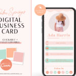 Boho Digital business card design template with clickable links, How to create DIY Modern Boho Pink Real Estate Digital Business Card