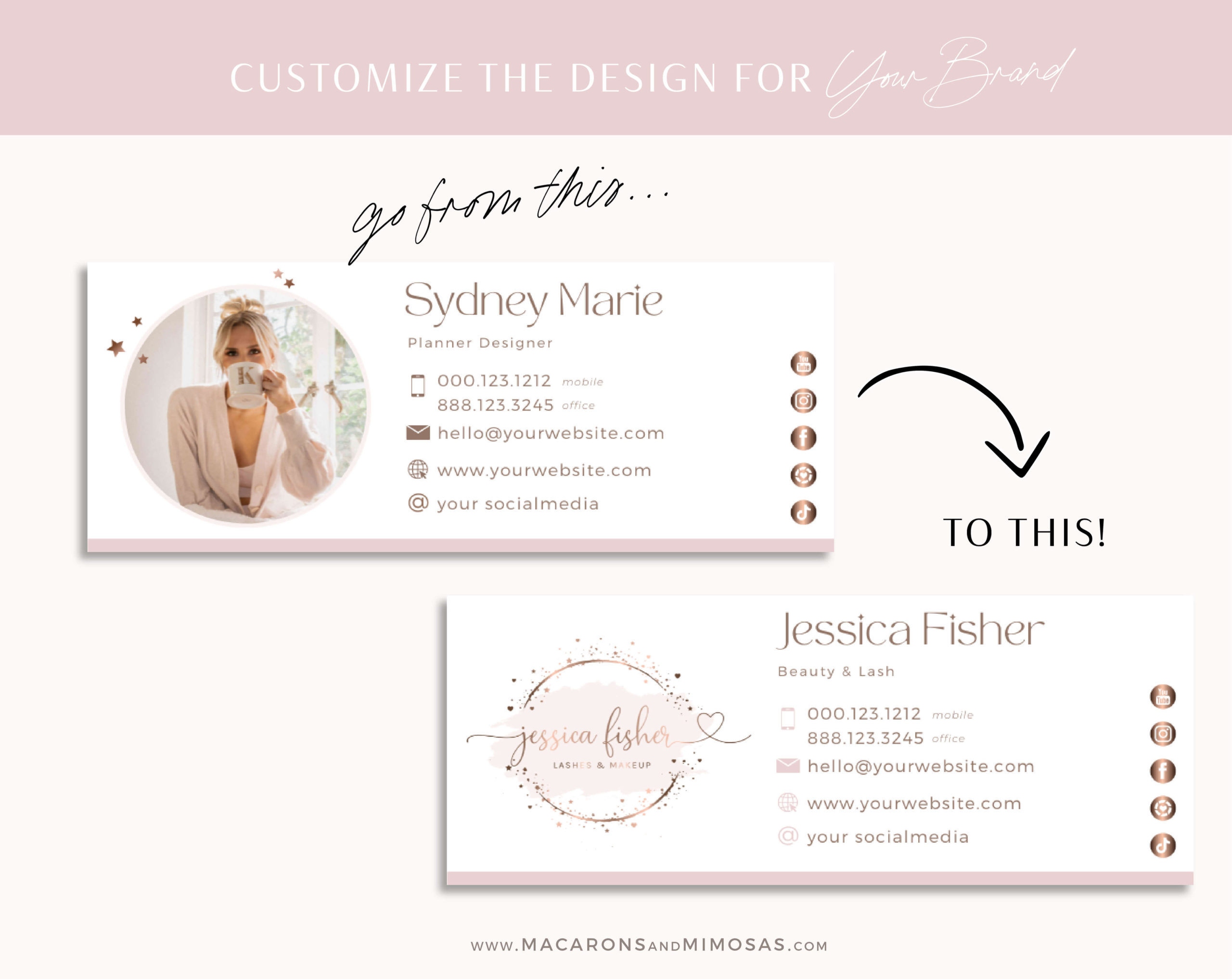 Rose Gold Email Signature Template with Logo, Minimalist, Best Seller Realtor Marketing Tool, Professional Signature, Contact Card Design