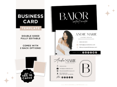 Modern Luxe Business Card Template for Canva, How to create DIY Modern Minimalist Black Real Estate Business Card Designs