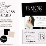 Modern Luxe Business Card Template for Canva, How to create DIY Modern Minimalist Black Real Estate Business Card Designs