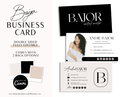 Modern Luxe Business Card Template for Canva, How to create DIY Modern Minimalist Black Real Estate Business Card Designs