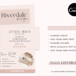 pretty pink business card design Template for Canva, How to create modern minimalist Canva Real Estate Business Card Designs