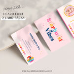 Pink Retro Digital Business Card Template editable in Canva with clickable links, How to create DIY Retro Real Estate Digital Business Card